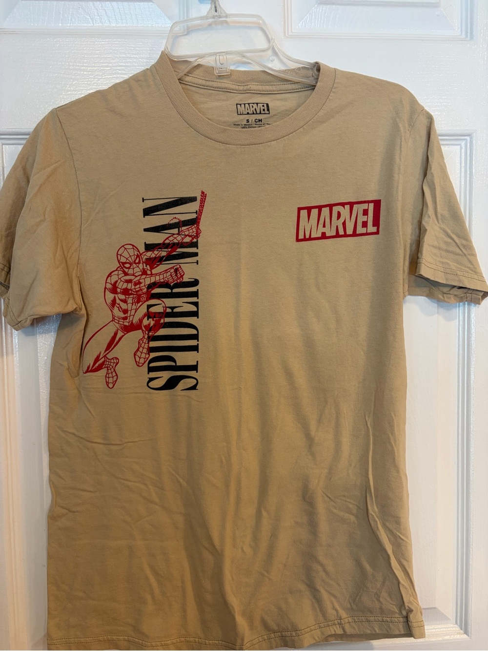 Marvel Spider-Man Tee in Tan with Red and Black Graphics